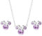 Kaguyo Schmuckset für Damen – Roségold 925 Sterlingsilber, Amethyst, klare blaue Zirkonia, Maus-Anhänger-Halskette mit niedlichen Maus-Ohrsteckern, Schmuckset für Damen und Mädchen (purple)