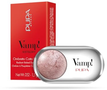 Pupa Ombretto Vamp! Wet&Dry 115 Pink Elixir - Ombretto Colore puro, alta Pigmentazione, Multi-Effetto (disponibile in 54 Varianti Colore e 7 diversi Finish)