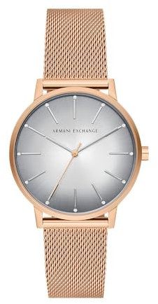Armani Exchange Watch for Women, Quartz Movement and 36mm Case Size with Stainless Steel, Leather or Silicone Strap