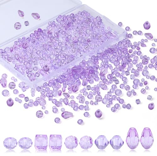 XIANNVXI Lila Glasperlen zum Auffädeln, Bastelperlen Set 4/6/8 mm Perlen zum Auffädeln, 800 Stück Glitzer Glasperlen für Armbänder Ohrringe Basteln DIY Schmuckherstellung (Lila Perlen)
