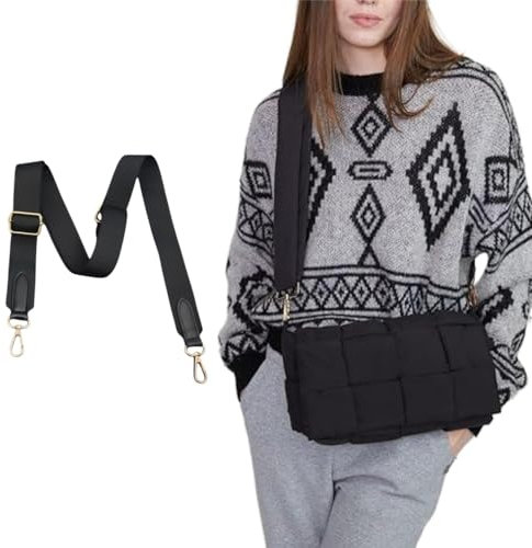 Arkindy Taschengurt Schwarz Gold,Breit Taschengurte zum Wechseln Taschenband Schulterriemen Schultergurt für Taschen (E5)