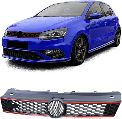 Auto Front Kühlergrill Gitter für VW Polo 5 6R 6C 09-17 et GTI, Auto Frontstoßstange Haube Grill Nebelscheinwerfer Abdeckung Ersatz zubehör