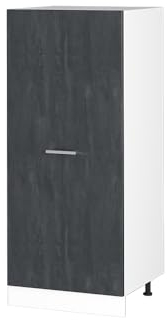 Vicco Herdumbauschrank R-Line, Herdschrank, Schwarz Beton/Weiß, 60 cm