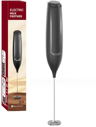 LETJUM Espumador de Leche Eléctrico, Batidor de leche de Acero Inoxidable, Batidora Espumadora de Mano, Mini Batidora para Huevos Café Latte Cappuccino Chocolate Caliente, Funciona con Pilas