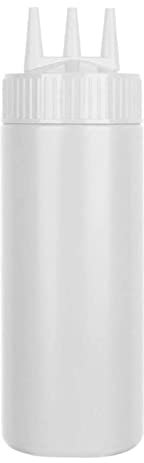 KAKASEA 3-nozzles Sauce Bottle Cooking Gadgets PE Squeeze Bottle Storage Jar Condiment Dispenser Seasoning Accessories, White