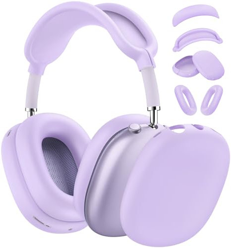 [4 in 1] Silikon-Schutzhülle für AirPods Max USB-C (2024), kratzfest, schweißfest, Ohrmuschel-Abdeckung, Kopfband-Abdeckung, Zubehör, Silikon-Schutz für AirPods Max Kopfhörer (lila)