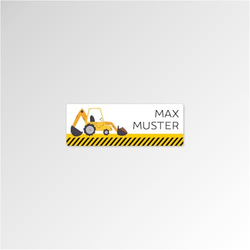 Personalisiertes Aufkleber-Set für Schulsachen Bagger (42 kleine Namensaufkleber 25x10 mm)