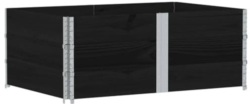 vidaXL Pallet Collars Raised Bed Planter 3 pcs - Black Pine Wood, Stackable, Foldable Hinges, 150 x 100 x 60.5 cm