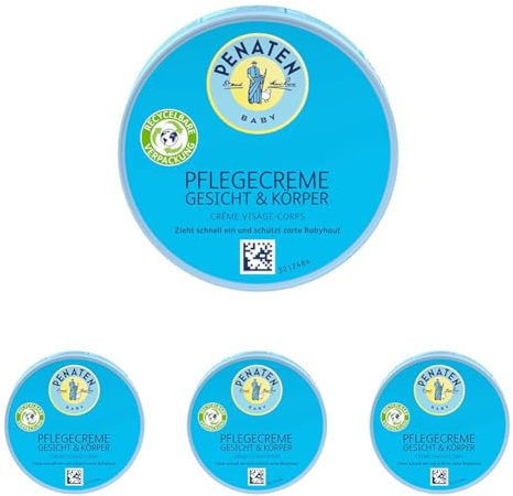 PENATEN Baby Pflegecreme Gesicht & Körper, Babypflege Creme zur Versorgung der Haut mit Feuchtigkeit, Baby Feuchtigkeitscreme für ein angenehm weiches Hautgefühl (1 x 100 ml) (Packung mit 4)