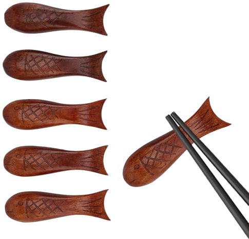 6 Pezzi Bacchette Poggia Posate, Supporto Per Bacchette, Poggia Bacchette Rustico, Porta Bacchette Cinesi Riutilizzabile, Poggia Bacchette In Legno, In Legno, a Forma Di Pesce, Per Ristoranti, Case