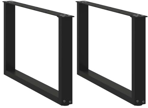 vidaXL Pieds de Table Basse en U, 2 pièces, Noir, 60 x (42-43) cm, Acier