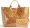 RUNSOON Groß Henkeltaschen Kraftpapier PVC Damen Handtaschen, Shopper-Tasche Tote Bag für Arbeit, Einkauf & Strand, Braun