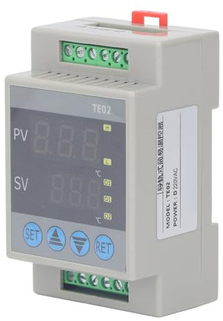 Temperature Controller, Rail Mounted Digital Thermostat, 35mm Guide Rail Temperature Control Switch with n tc Disconnection Alarm, Display PV Value and SV Value