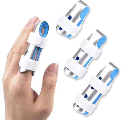 vcsjw 3 Stück Fingerschiene,Aluminium Doppelstück Finger Schiene | Fingerschiene Mittelfinger Kleiner Finger Ringfinger,Stacksche Schiene Set für Ruhigstellung Stützschutz (S/M/L)