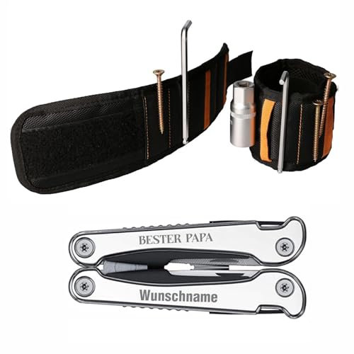 2-teiliges Werkzeugset: 9 in 1 Multitool aus Edelstahl & Magnetarmband – Geschenk für Väter, Geburtstag, Vatertag, Männer, Handwerker