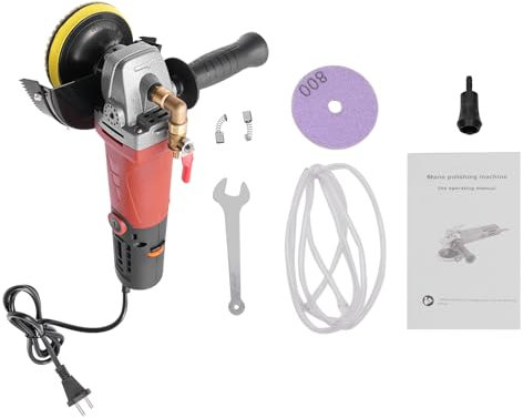 OUKANING Nass-Steinpolierer 100mm/4 Zoll 860W Nasspolierer Steinpoliermaschine 5000UPM Mini Poliermaschine mit 6 Geschwindigkeit Betonpolierer mit Schleifscheibe für Granit/Marmor/Beton/Stein