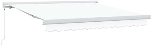 vidaXL Einziehbare Markise Weiß 350 x 250 cm Stoff und Metall, Garten und Terrasse, modernes, ausziehbares Sonnensegel, robuster UV-Schutz, wetterfest, verstellbar