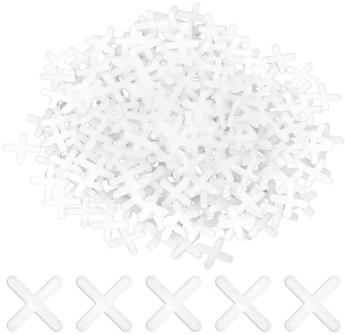 WJIAAA 500 Stück Weiße Fliesenkreuze, 0.3cm PVC Abstandshalter, Kreuzförmige Fugenkreuze für Präzise Fliesenverlegung an Wand und Boden