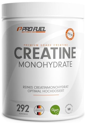 Creatin Monohydrat Pulver 1kg / 1000g reines Kreatin Monohydrat in mikronisierter Qualität - Creatine-Monohydrate optimal hochdosiert mit 3000 mg Kreatin pro Portion - 100% vegan - Vorrat für 292 Tage