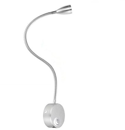 TOVINANNA 3W LED Wandleuchte – Flexible Schwanenhals Leselampe für Bett und Schlafzimmer, Fokussiertes Spotlicht zur Wandmontage mit Schrauben (Nicht Selbstklebend), Silber