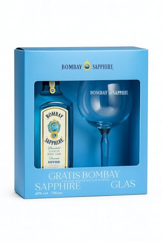 Bombay Sapphire Gin Geschenkset – 700ml London Dry Gin + Original Ballon Glas – Premium Geschenkbox, Limitierte Edition