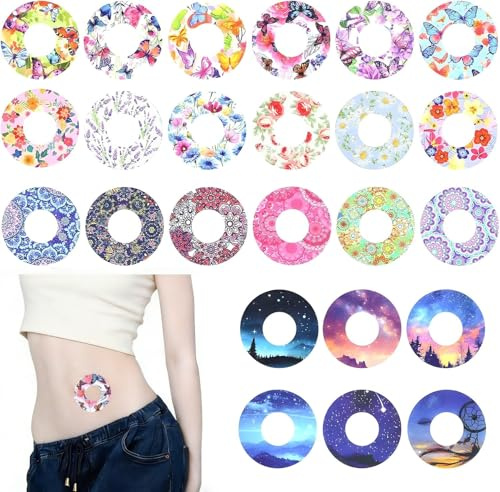 Rayakt 24 Pcs Sensor Covers for Libre 2, Waterproof Adhesive Patches, Sweatproof Sensor Sticker, Blood Glucose Monitor Patch for Swimming Sports and Showering Active Lifestyles
