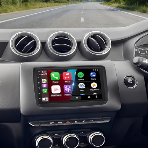 4+64G Car Stereo Radio for Dacia Duster 2018-2021, with Wireless CarPlay & Android 14 Auto, 7 HD Touch Carplay Screen for Car, with Bluetooth WiFi GPS FM/RDS SWC Mirror Link Backup Camera Mic