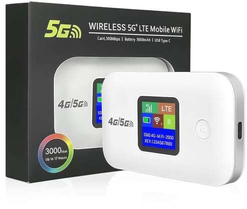4G/5G LTE WiFi Router, Portable WiFi Travel Router, 150Mbps, 3000mAh, WiFi Device with SIM Card Slot for 10 Users, Pocket WiFi Hotspot for Travel, Campers, Motorhomes