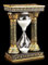 Figuren Shop GmbH Ägyptische Sanduhr mit Ankh und Auge des Ra Symbolen | Gold, 15 cm x 10 cm x 5,5 cm, ca. 4:40 min Laufzeit