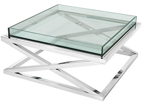 Casa Padrino Designer Couchtisch Silber 100 x 100 x H. 46,5 cm - Luxus Hotel Möbel