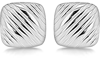 Tuscany Silver Men's Sterling Silver Ribbed Square Cufflinks