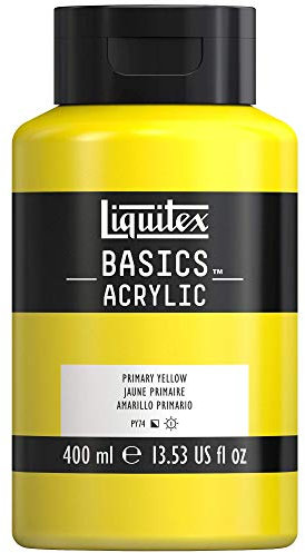 Liquitex Basics 4640410 Acrylic Paint, Mono-pigmented Artist Pigments, Lightfast, Medium Viscosity, Archive Quality, Silky Gloss Finish, 400 ml Pot, Primary Yellow