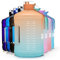 SLUXKE 3.8 Litre Motivational Water Bottle with Time Marker, 3.8L Drinking Bottles with Handle BPA Free, Leak Proof Gym Bottles for Bodybuilding, Outdoor Sports, Hiking Office ORANGE GREEN