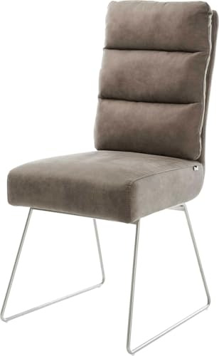 Polsterstuhl Pela-Flex Kufengestell Edelstahl Mikrofaser Taupe Vintage | Taschenfederkern
