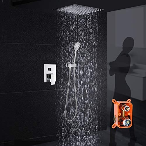 colonne douche encastrable carrée douche economiseur d'eau, set de douche encastre Cuivre salle de bain anti calcaire chrome-douche encastrable plafond_30cm