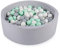 Angelove Piscina De Bolas 90X30cm/200 Bolas para Bebé Niños Piscina De Espuma Redonda Blanda Gris Claro: Menta/Gris/Blanco