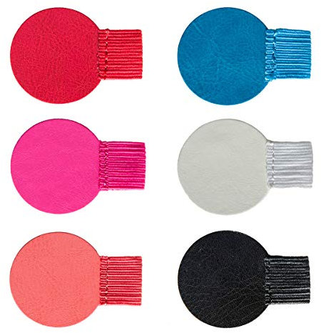 Stifthalter Selbstklebend,6 Pack Runde Form Stiftschlaufe Halter Leder Elastische Stiftschlaufe für Notebook Kalender Farben