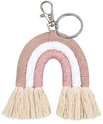 Youlin Weaving Gland Makramee Schlüsselanhänger Regenbogen-Himmel-Frauen Boho Eigenhändig Keychain Beutel-Charme hängend Schmuck Geschenke