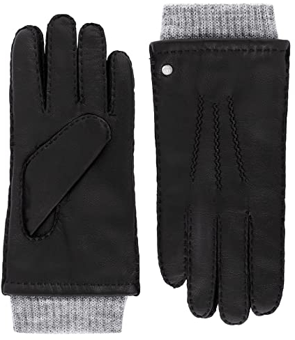 Roeckl Herren Metz Lederhandschuhe, Black/Grey, 9