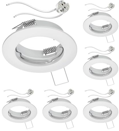 ledscom.de 6 Stück Decken-Einbaurahmen FERE Einbaurahmen weiß matt (LED/Halogen/MR16/50mm) inkl. GU5.3 Fassung