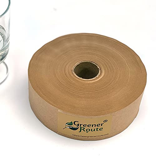 Greener Route™ 48mm x 200 Metres Brown 70gsm Non-Reinforced Gummed Paper Tape with Water Activated Sustainable vegetable glue based Adhesive - 100% Biodegradable, Compostable & Recyclable