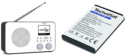 TechniSat Viola 2 C IR - tragbares Internetradio (DAB+, UKW, WLAN, 2.4 Zoll Farbdisplay) weiß/schwarz & Akku zu DIGITRADIO 1/2, TECHNIRADIO RDR, TECHNIRADIO 6 IR, 3.7 V und 1050 mAh