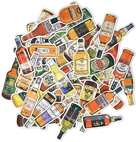 Bier & Whiskey Vinyl Sticker Set | div. Bier & Whisky Flaschen Aufkleber | PVC Decals | 50 Stück