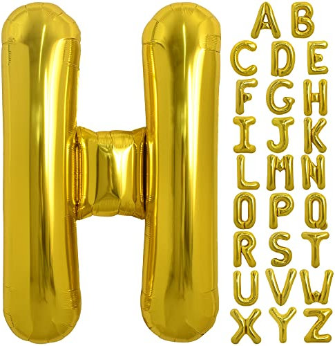 TONIFUL 40 Zoll Große Goldfarbene H Buchstabe Ballon - Jumbo Helium Folie Mylar Big Alphabet für Geburtstagsfeier, Jubiläum, Valentinstag Zubehör Dekorationen