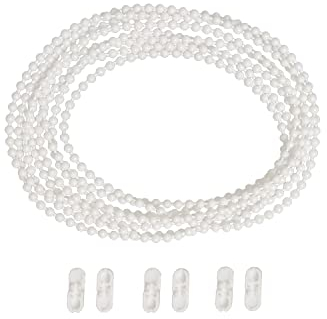 HASAYAKI Cuerda de cadena con cuentas de cortina, 3 m con cuentas de cuerda con 3 conectores, reparación de persianas enrollables - blanco