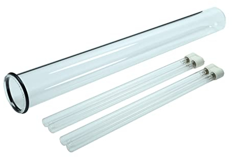 Wacredo 2x UVC Ersatzlampen 36 Watt + Quarzglas mit Bördelung inkl. Dichtung für Oase Bitron 72C Komplettset Wasseraufbereitung | Filter | Wasserklärer | Leuchtmittel | UVC Gerät