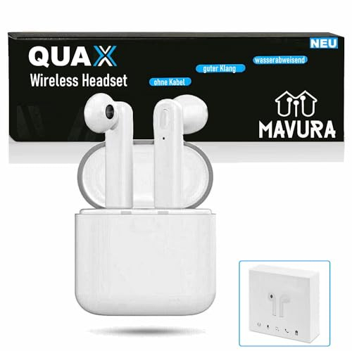MAVURA Auriculares inalámbricos Bluetooth universales en el oído para iPhone Samsung HTC LG Huawei blanco auriculares in-ear