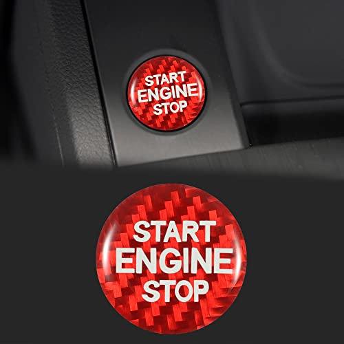 TOMALL Auto Motor Start Taste Abdeckung Kompatibel mit Audi A4 Q5 Q7 Push Start Stop Taste Dekor für Auto schlüssellose Motor Zündung Ring Kappe Aufkleber Carbon für Auto Innenraum Dekorationen Rot
