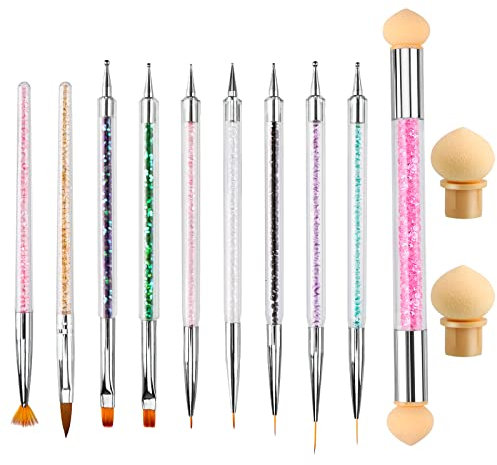 10Pcs Nail Art Brushes, Nail Dotting Tools, Double Ended Nail Art Pens Kit Gel Nails Art Brushes for Gel Nails