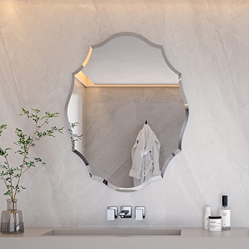 Artloge Specchio irregolare da Parete: 56x71cm Specchio ingresso Moderno Specchio Asimmetrico da Parete Decorativo Specchio Salotto Particolare Design Argento Specchio Camera da Letto Soggiorno